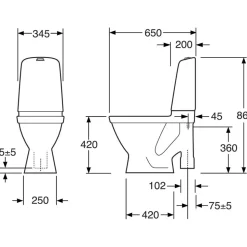 WC-istuin Gustavsberg Nautic 1591 Hygienic Flush suuri jalka ilman kantta
