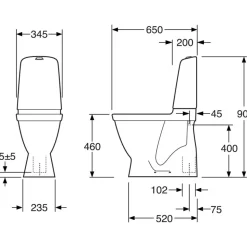 WC-istuin Gustavsberg Nautic 1546 Hygienic Flush korotettu piilo-S ilman kantta