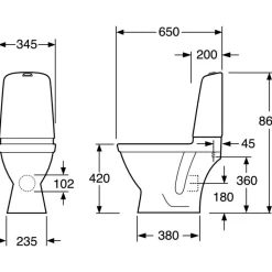 WC-istuin Gustavsberg Nautic 1510 Hygienic Flush piilo-P kaksoishuuhtelu vakiokansi