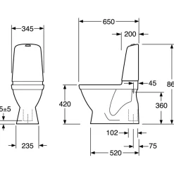 WC-istuin Gustavsberg Nautic 1500 Hygienic Flush kaksoishuuhtelu piilo S-Lukko + istuinkansi Nautic 9M24
