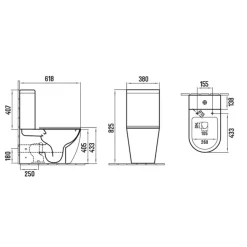 WC-istuin Interia Pacho Rimless, soft-close -kannella, eri värejä